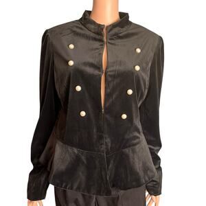 Amaryllis Velvet Jacket Large New With Tags! Peplum Hem Pearl Buttons Luxe Glam